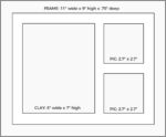 White wooden picture frame with a clay paw print impression and two photo slots, with a stencil kit beside it.
