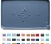 Gray Hoki Found waterproof silicone pet feeding mat with raised edges, suitable for dog and cat food bowls.