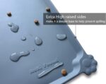 Gray Hoki Found waterproof silicone pet feeding mat with raised edges, suitable for dog and cat food bowls.