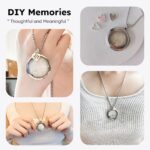 Silvery circular glass and metal necklace with a cat charm, designed to hold pet ashes or fur as a memorial.