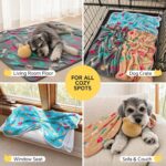 Three Luciphia small fleece pet blankets in grey, brown, and blue with paw prints, folded neatly.
