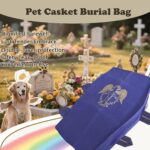 Indigo eco-friendly pet burial bag with reinforced handles, shown ready for a pet's dignified farewell ceremony.