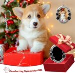Silver metal pet memorial car hanging ornament with a photo frame, displaying a tribute to a lost pet.
